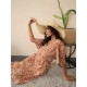 Generic Women's Polyester Moss Floral V-Neck Bell Sleeve Dress (Brown) Generic Women's Polyester Moss Floral V-Neck Bell Sleeve Dress (Brown)