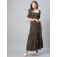 Generic Women's Polyester Moss Floral Square Neck Half Sleeve Dress (Black) Generic Women's Polyester Moss Floral Square Neck Half Sleeve Dress (Black)