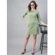 Generic Women's Polyester Jacquard Self Design Round Neck 3/4th Sleeves Dress (Olive) Generic Women's Polyester Jacquard Self Design Round Neck 3/4th Sleeves Dress (Olive)