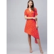 Generic Women's Polyester Floral V-Neck Short Sleeve Dress (Orange) Generic Women's Polyester Floral V-Neck Short Sleeve Dress (Orange)
