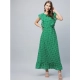 Generic Women's Polyester Polka Close Neck Flutter Dress (Green) Generic Women's Polyester Polka Close Neck Flutter Dress (Green)