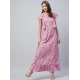 Generic Women's Polyester Floral Round Neck Flutter Dress (Lavender) Generic Women's Polyester Floral Round Neck Flutter Dress (Lavender)