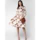 Generic Women's Polyester Pleated Collar Neck Long Sleeves Dress (White) Generic Women's Polyester Pleated Collar Neck Long Sleeves Dress (White)