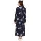 Generic Women's Rayon Floral Collar Neck Long Sleeves Dress (Blue) Generic Women's Rayon Floral Collar Neck Long Sleeves Dress (Blue)
