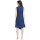 Generic Women's Denim Solid Collar Neck Sleeveless Dress (Blue) Generic Women's Denim Solid Collar Neck Sleeveless Dress (Blue)