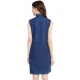 Generic Women's Denim Solid Collar Neck Sleeveless Dress (Blue) Generic Women's Denim Solid Collar Neck Sleeveless Dress (Blue)