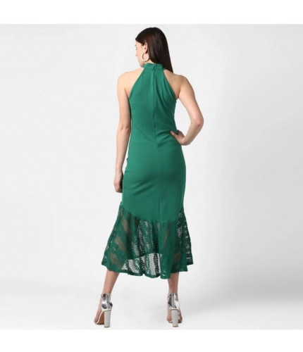 Generic Women's Polyester Asymmetrical Close Neck Sleeveless Dress (Green) Generic Women's Polyester Asymmetrical Close Neck Sleeveless Dress (Green)