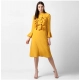 Generic Women's Polyester Ruffled Close Neck Long Sleeves Dress (Yellow) Generic Women's Polyester Ruffled Close Neck Long Sleeves Dress (Yellow)