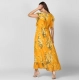 Generic Women's Polyester Floral Round Neck Butterfly Sleeve Dress (Yellow) Generic Women's Polyester Floral Round Neck Butterfly Sleeve Dress (Yellow)