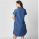 Generic Women's Denim Solid Collar Neck Short Sleeve Dress (Blue) Generic Women's Denim Solid Collar Neck Short Sleeve Dress (Blue)