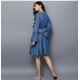 Generic Women's Denim Solid V-Neck Bell Sleeve Dress (Blue) Generic Women's Denim Solid V-Neck Bell Sleeve Dress (Blue)