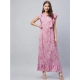 Generic Women's Polyester Floral Round Neck Flutter Dress (Lavender) Generic Women's Polyester Floral Round Neck Flutter Dress (Lavender)