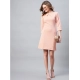 Generic Women's Polyester Jacquard Self Design Round Neck 3/4th Sleeves Dress (Pink) Generic Women's Polyester Jacquard Self Design Round Neck 3/4th Sleeves Dress (Pink)