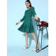 Generic Women's Polyester Moss Polka Round Neck 3/4th Sleeves Dress (Green) Generic Women's Polyester Moss Polka Round Neck 3/4th Sleeves Dress (Green)