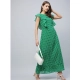Generic Women's Polyester Polka Close Neck Flutter Dress (Green) Generic Women's Polyester Polka Close Neck Flutter Dress (Green)