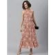 Generic Women's Polyester Printed Halter Neck Sleeveless Dress (Rust) Generic Women's Polyester Printed Halter Neck Sleeveless Dress (Rust)
