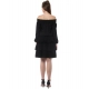 Generic Women's Polyester Moss Solid Off-Shoulder Long Sleeves Dress (Black) Generic Women's Polyester Moss Solid Off-Shoulder Long Sleeves Dress (Black)