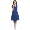 Generic Women's Denim Solid Collar Neck Sleeveless Dress (Blue) Generic Women's Denim Solid Collar Neck Sleeveless Dress (Blue)