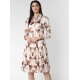 Generic Women's Polyester Pleated Collar Neck Long Sleeves Dress (White) Generic Women's Polyester Pleated Collar Neck Long Sleeves Dress (White)