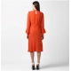 Generic Women's Polyester Ruffled Close Neck Long Sleeves Dress (Orange) Generic Women's Polyester Ruffled Close Neck Long Sleeves Dress (Orange)