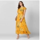Generic Women's Polyester Floral Round Neck Butterfly Sleeve Dress (Yellow) Generic Women's Polyester Floral Round Neck Butterfly Sleeve Dress (Yellow)