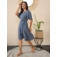 Generic Women's Polyester Moss Polka V-Neck Bell Sleeve Dress (Grey) Generic Women's Polyester Moss Polka V-Neck Bell Sleeve Dress (Grey)