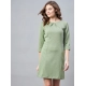 Generic Women's Polyester Jacquard Self Design Round Neck 3/4th Sleeves Dress (Olive) Generic Women's Polyester Jacquard Self Design Round Neck 3/4th Sleeves Dress (Olive)