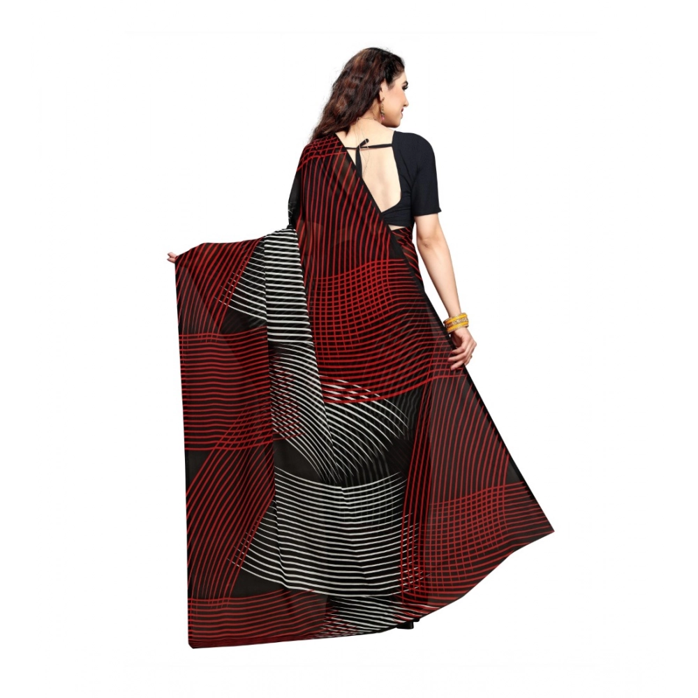 Generic Women's Georgette Printed Saree With Unstitched Blouse 5.5Mtr (Black) Generic Women's Georgette Printed Saree With Unstitched Blouse 5.5Mtr (Black)