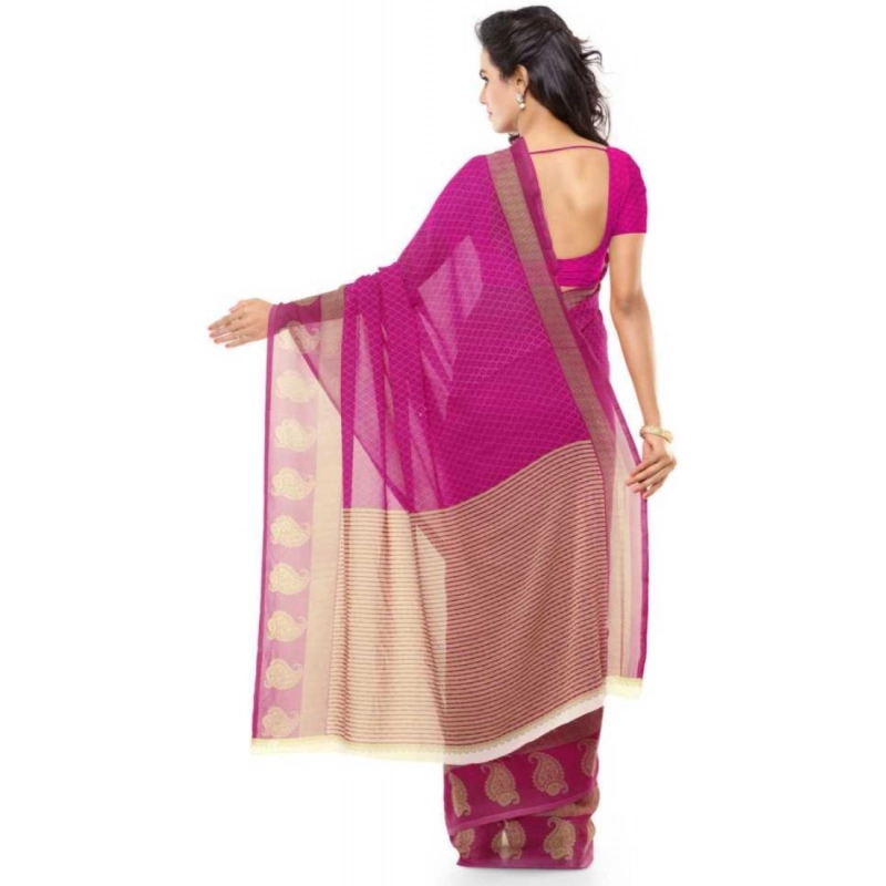 Women's Faux Georgette Printed Saree With Unstitched Blouse 5.5Mtr (Pink) Women's Faux Georgette Printed Saree With Unstitched Blouse 5.5Mtr (Pink)
