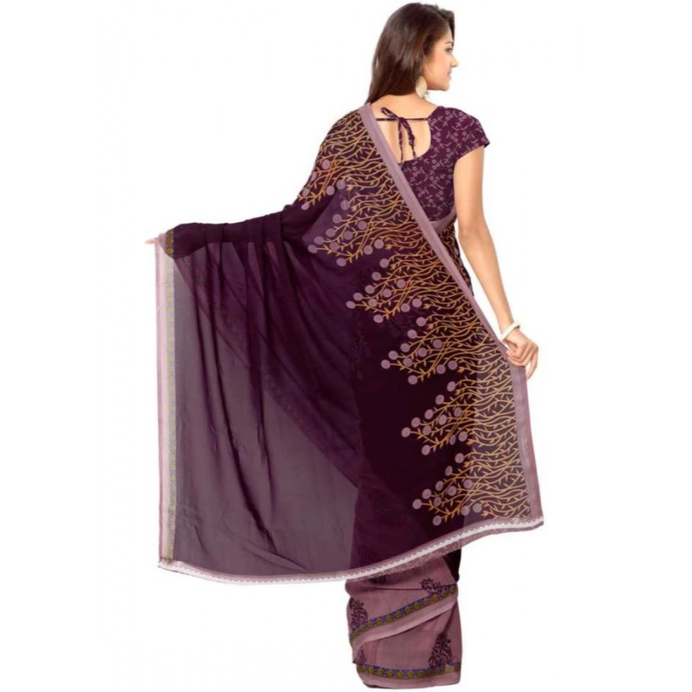 Generic Women's Faux Georgette Printed Saree With Unstitched Blouse 5.5Mtr (Wine) Generic Women's Faux Georgette Printed Saree With Unstitched Blouse 5.5Mtr (Wine)
