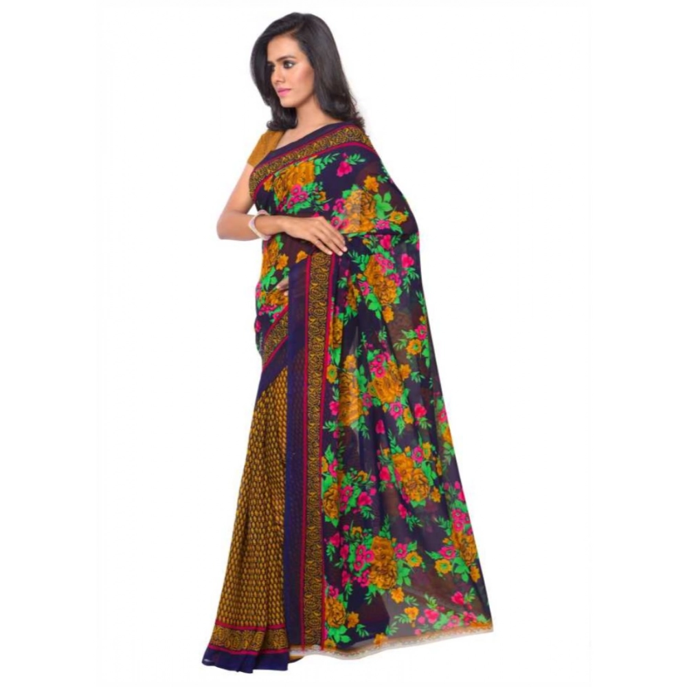 Generic Women's Faux Georgette Printed Saree With Unstitched Blouse 5.5Mtr (Gold) Generic Women's Faux Georgette Printed Saree With Unstitched Blouse 5.5Mtr (Gold)