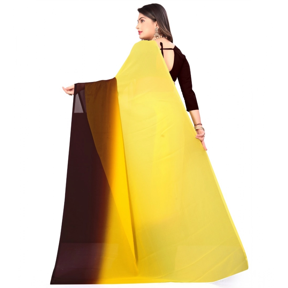 Generic Women's Georgette Solid Saree With Unstitched Blouse 5.5Mtr (Yellow) Generic Women's Georgette Solid Saree With Unstitched Blouse 5.5Mtr (Yellow)