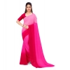 Generic Women's Georgette Solid Saree With Unstitched Blouse 5.5Mtr (Pink)