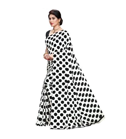 Generic Women's Georgette Printed Saree With Unstitched Blouse 5.5Mtr (W.Black)