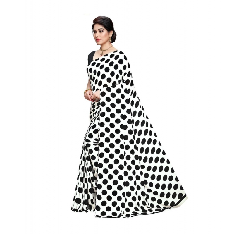 Women's Georgette Printed Saree With Unstitched Blouse 5.5Mtr (W.Black)