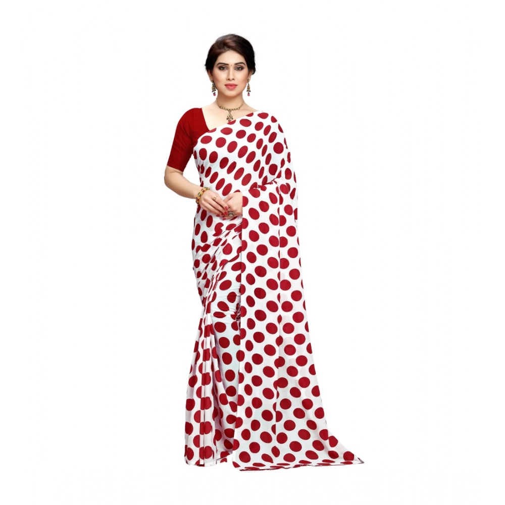 Generic Women's Georgette Printed Saree With Unstitched Blouse 5.5Mtr (W.Red) Generic Women's Georgette Printed Saree With Unstitched Blouse 5.5Mtr (W.Red)