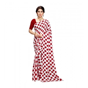 Generic Women's Georgette Printed Saree With Unstitched Blouse 5.5Mtr (W.Red)