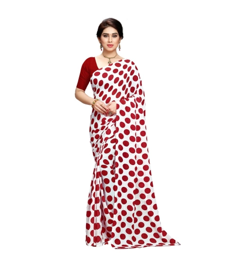 Generic Women's Georgette Printed Saree With Unstitched Blouse 5.5Mtr (W.Red)