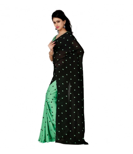Generic Women's Georgette Printed Saree With Unstitched Blouse 5.5Mtr (Green)