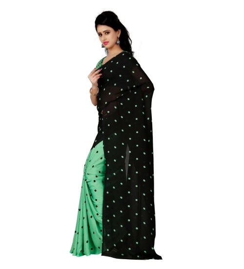 Generic Women's Georgette Printed Saree With Unstitched Blouse 5.5Mtr (Green)