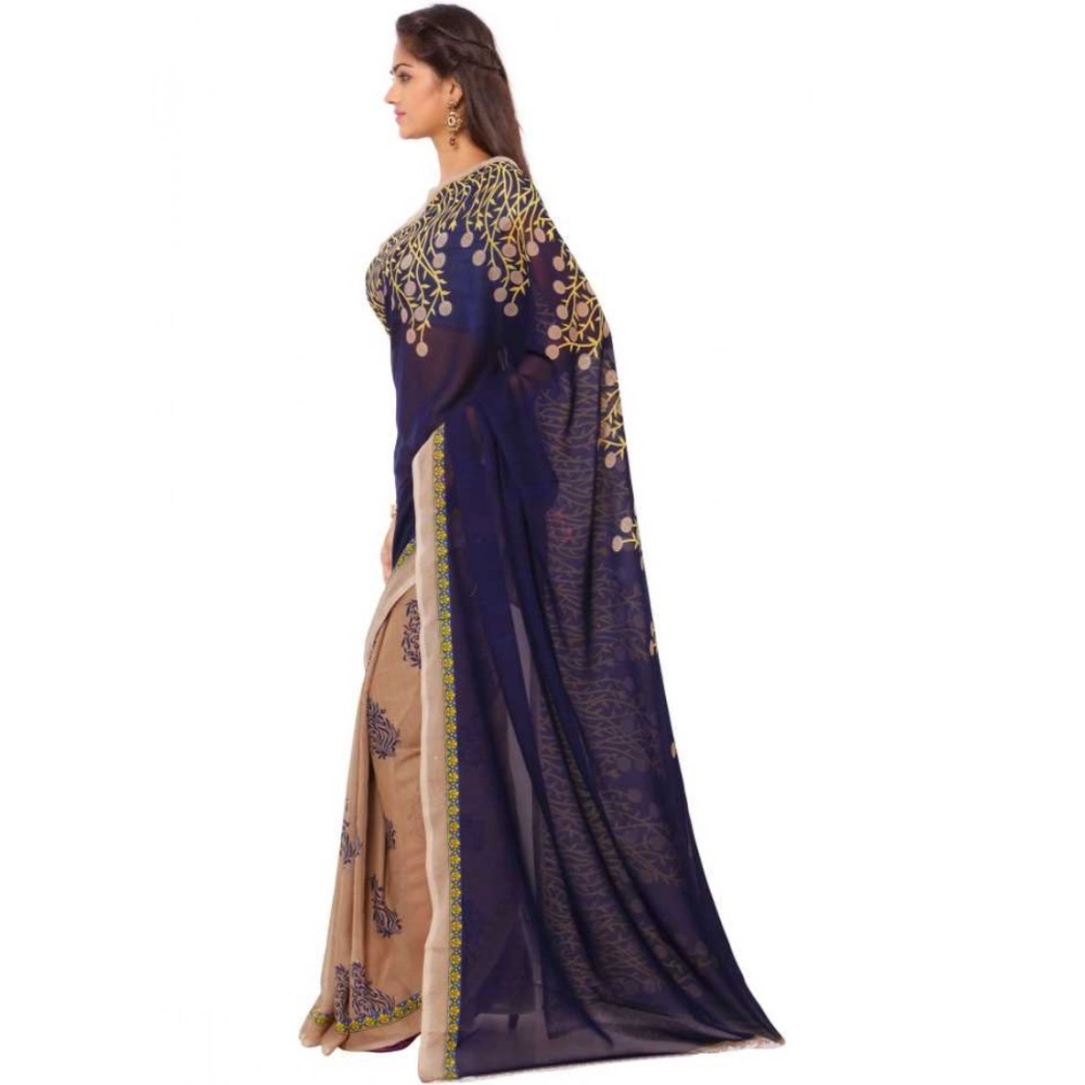 Generic Women's Faux Georgette Printed Saree With Unstitched Blouse 5.5Mtr (Blue) Generic Women's Faux Georgette Printed Saree With Unstitched Blouse 5.5Mtr (Blue)