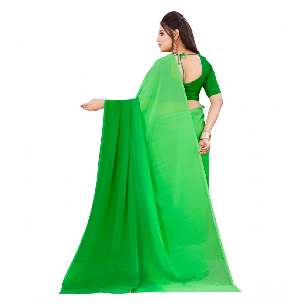 Generic Women's Georgette Solid Saree With Unstitched Blouse 5.5Mtr (Green) Generic Women's Georgette Solid Saree With Unstitched Blouse 5.5Mtr (Green)