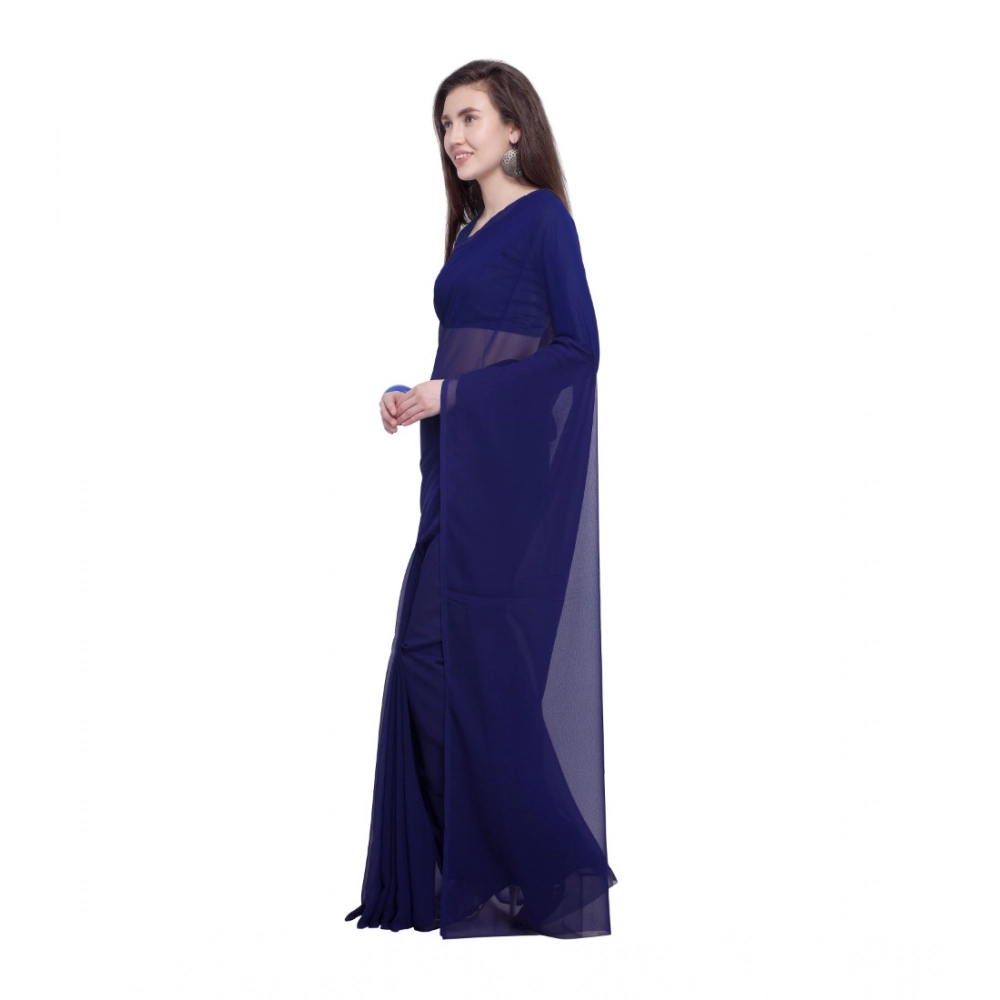 Generic Women's Dyed Solid Saree With Unstitched Blouse 5.5Mtr (Dark Blue) Generic Women's Dyed Solid Saree With Unstitched Blouse 5.5Mtr (Dark Blue)