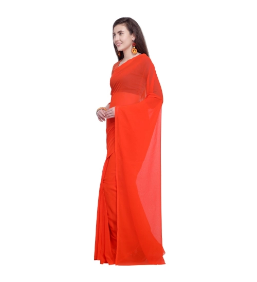 Generic Women's Dyed Solid Saree With Unstitched Blouse 5.5Mtr (Orange)