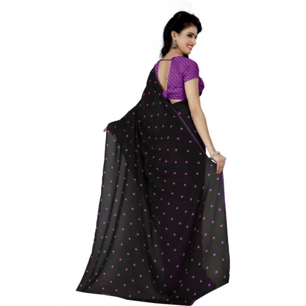 Generic Women's Faux Georgette Printed Saree With Unstitched Blouse 5.5Mtr (Purple) Generic Women's Faux Georgette Printed Saree With Unstitched Blouse 5.5Mtr (Purple)