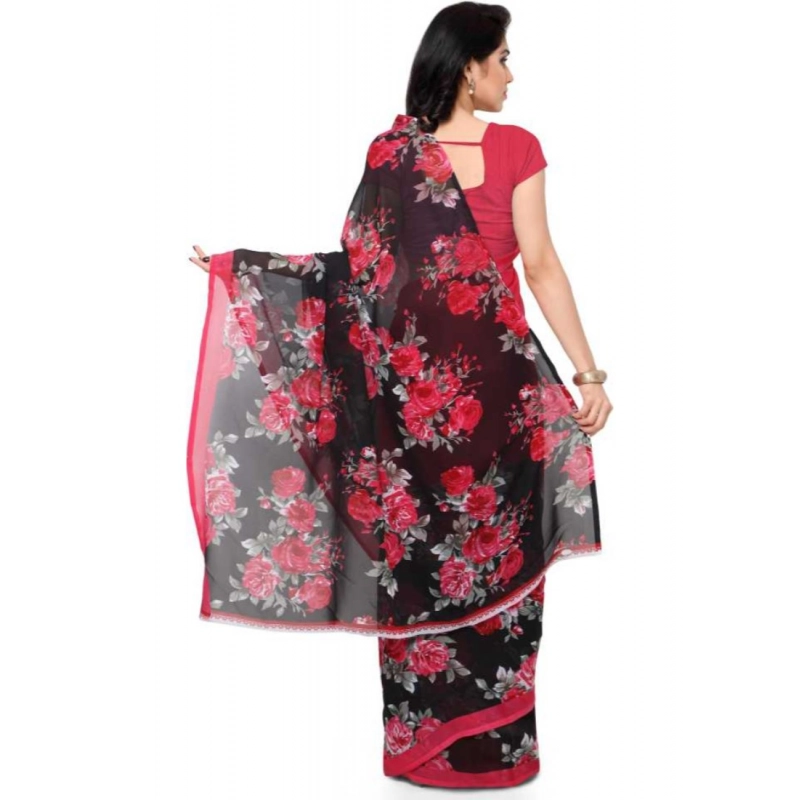 Women's Faux Georgette Printed Saree With Unstitched Blouse 5.5Mtr (Pink) Women's Faux Georgette Printed Saree With Unstitched Blouse 5.5Mtr (Pink)