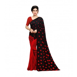 Generic Women's Georgette Printed Saree With Unstitched Blouse 5.5Mtr (Red)
