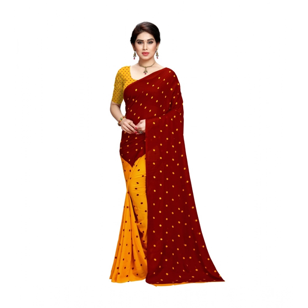 Generic Women's Georgette Printed Saree With Unstitched Blouse 5.5Mtr (Red) Generic Women's Georgette Printed Saree With Unstitched Blouse 5.5Mtr (Red)