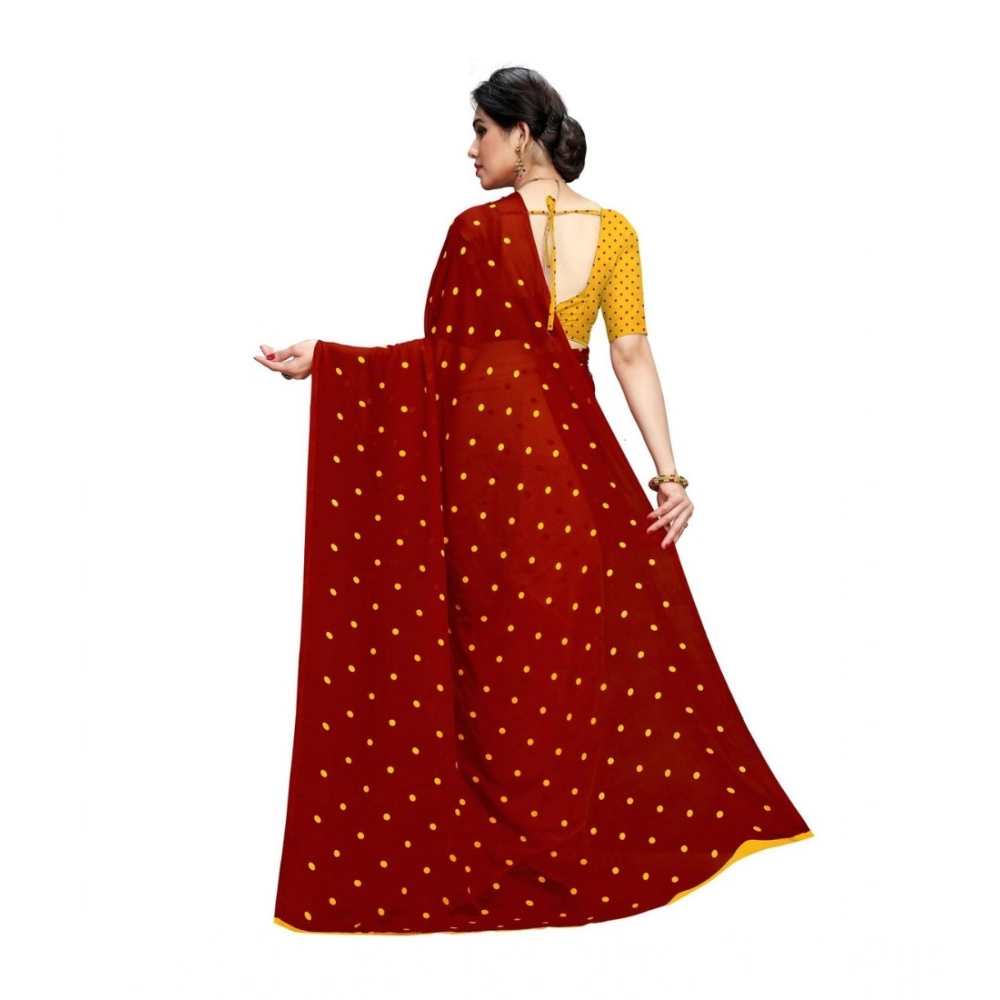 Generic Women's Georgette Printed Saree With Unstitched Blouse 5.5Mtr (Red) Generic Women's Georgette Printed Saree With Unstitched Blouse 5.5Mtr (Red)