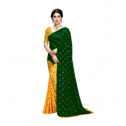 Generic Women's Georgette Printed Saree With Unstitched Blouse 5.5Mtr (Green)
